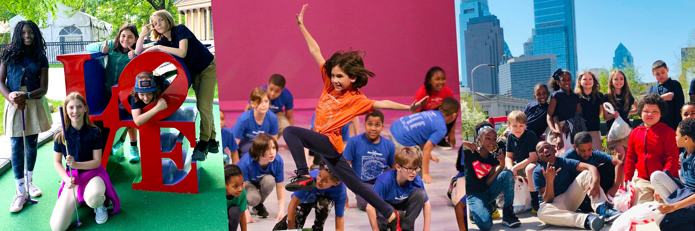 aStudents from Bache-Martin School in Philadelphia participate in arts, movement, community, and outdoor learning activities across multiple school settings.